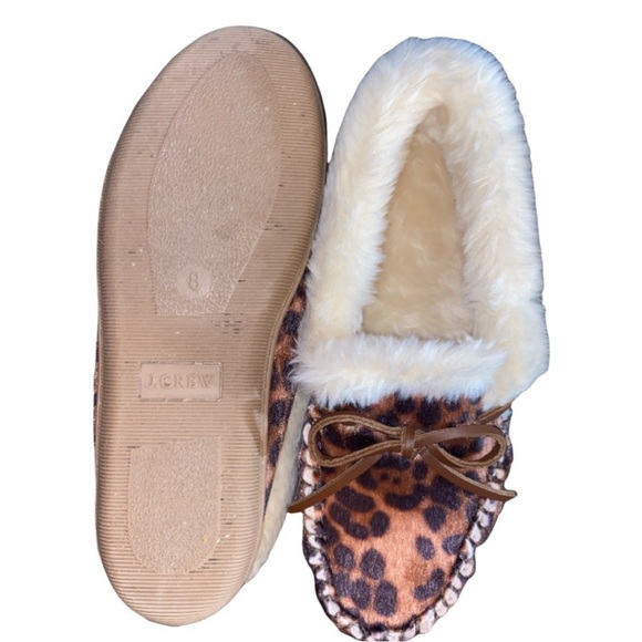 J. Crew leopard calf hair moccasin house slippers 8 - Picture 3 of 10